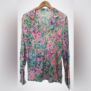 NEW Lilly Pulitzer Floral PJ Knit Top | Loungewear Coastal Granddaughter XL